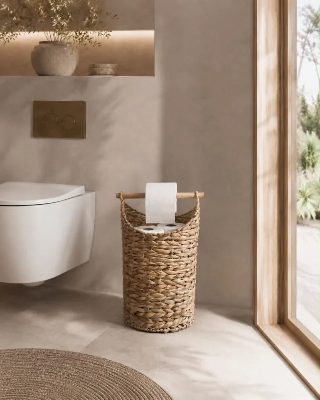 Korb mit Toilettenpapierhalter – Hell Natur