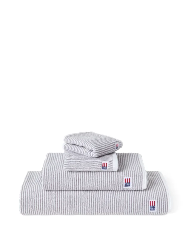 LEXINGTON Original Handtuch weiß / grau gestreift
