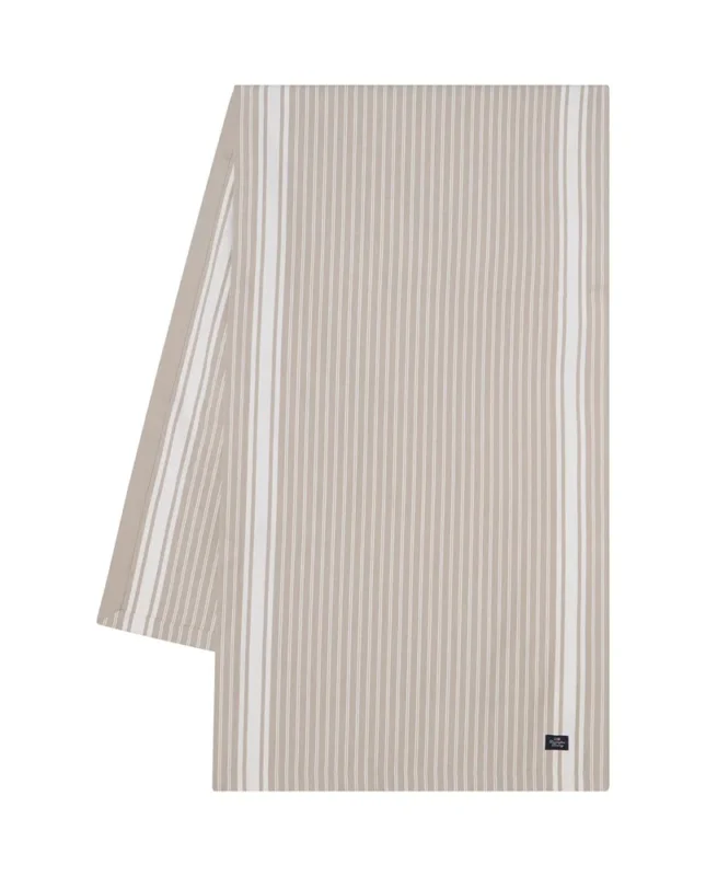 LEXINGTON Gestreifter Oxford-Tischläufer, weiß/beige