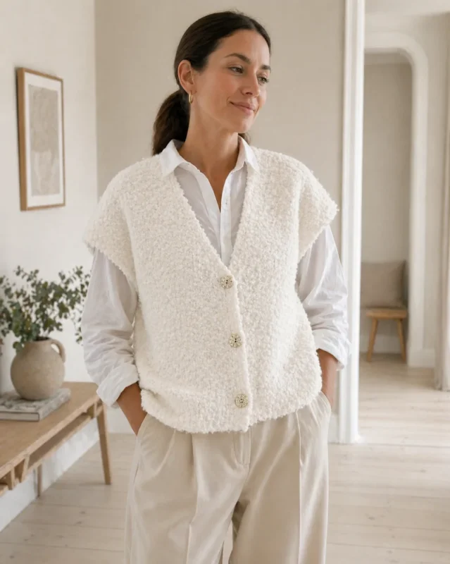 Cardigan mit kurzen Ärmeln - Weiß