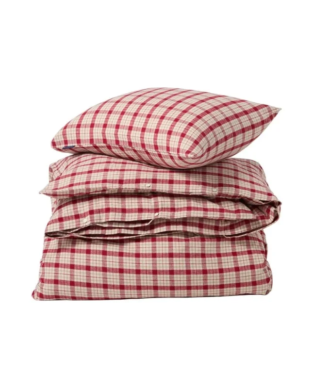 Lexington Checked Cotton Flannel melange Bettwäsche-Set aus Flanell