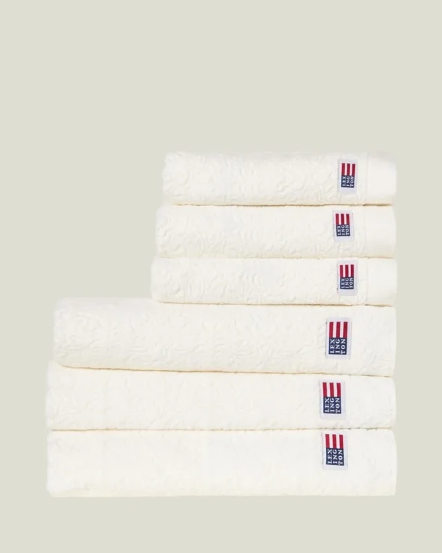 LEXINGTON Velours-Jacquard Ornament-Handtuch, schneeweiß