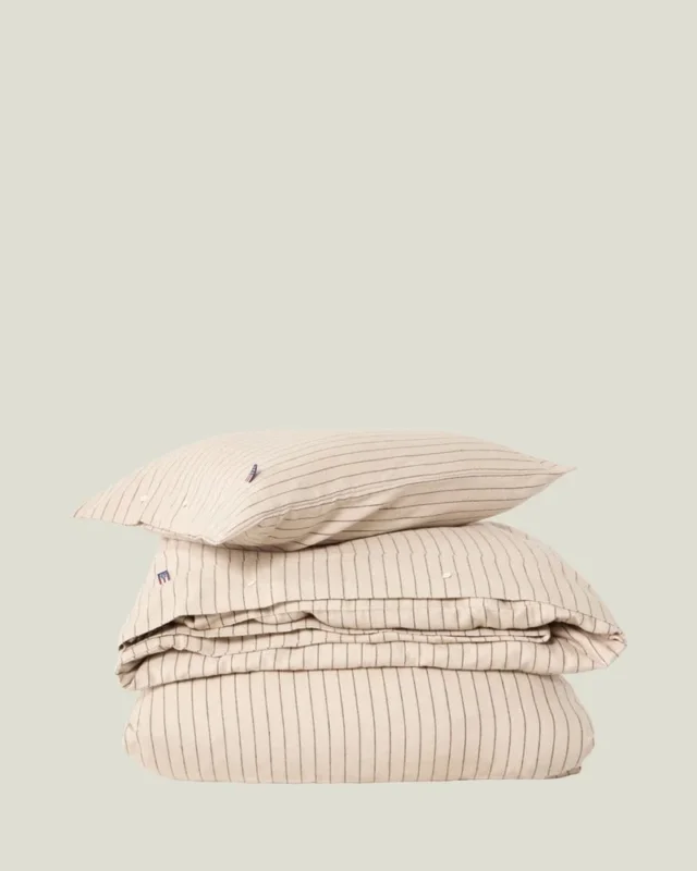 LEXINGTON Bettwäsche-set aus Baumwollflanell mit nadelstreifen, beige/braun