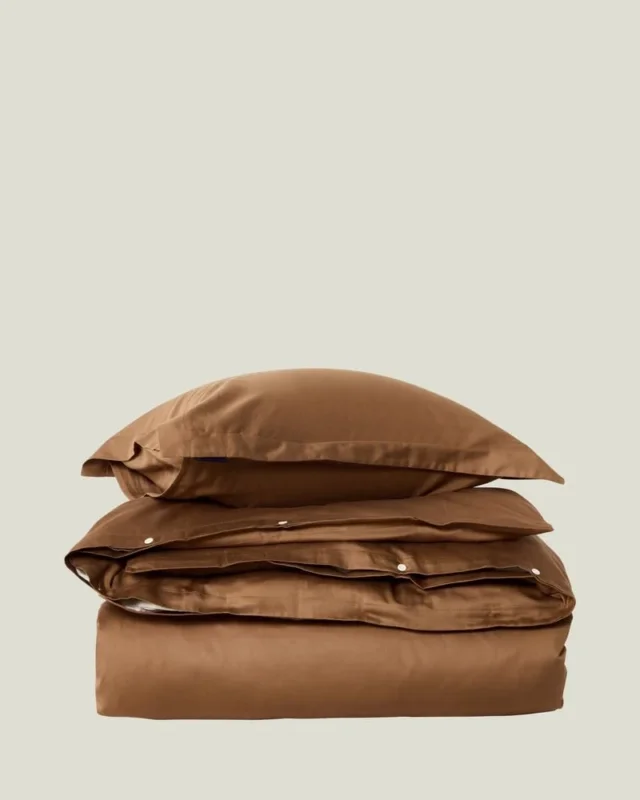 LEXINGTON Unifarbenes Bettwäsche-Set aus Baumwollsatin, fudge