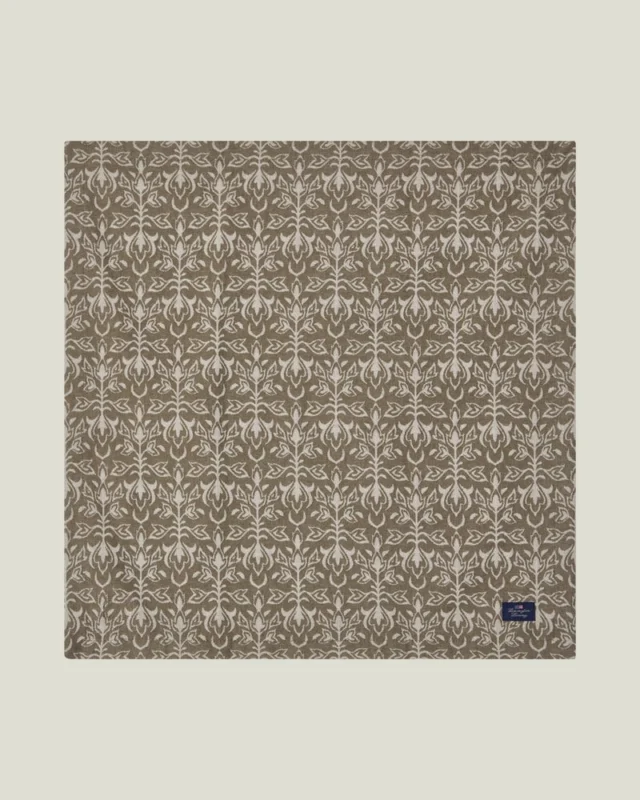 LEXINGTON Ornament-Jacquard-baumwollserviette, beige/dunkeloliv