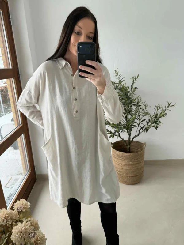 Kleid mit Taschen - Leinen / Viskose