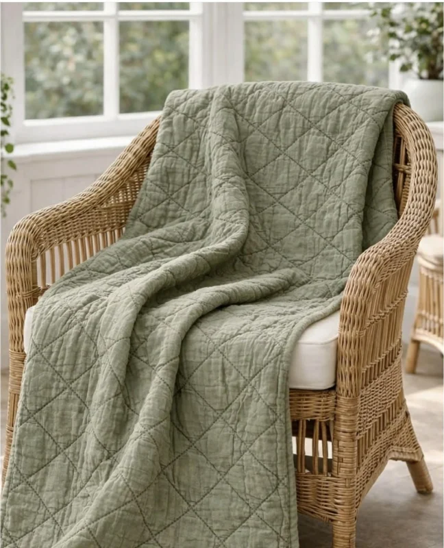 Plaid Quilt - Green Stonewashed