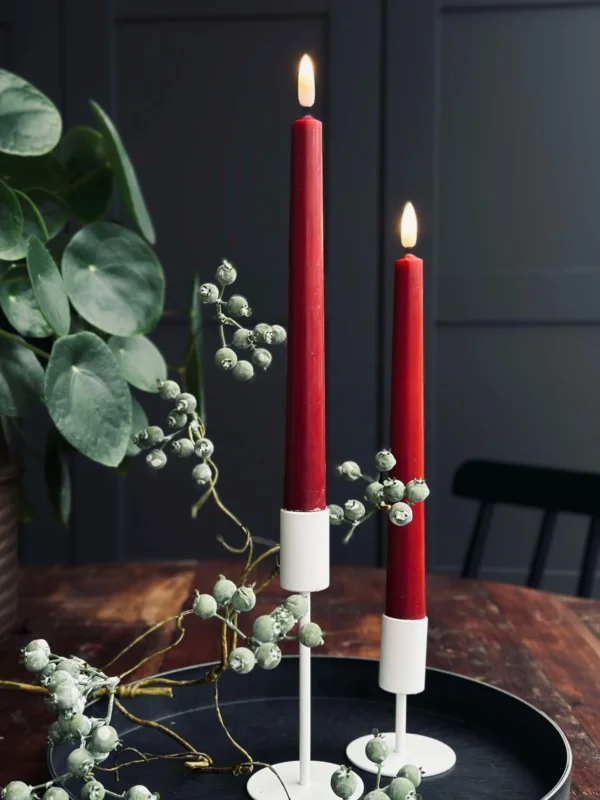 Stabkerzen / Set mit 2 Stück und Fernbedienung – Rot 24 cm