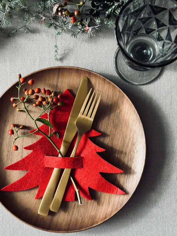 Weihnachtsbaum für Tischdekoration - Rot, 4 Stück