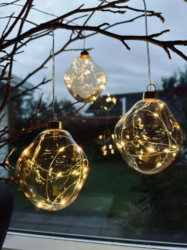 LED-Lichtkugeln Golden - Set mit 3 Stk