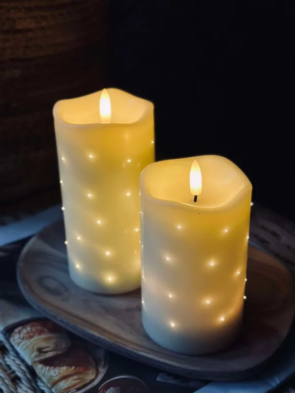 LED-Blockkerze Twinkle - 12,5 cm Creme