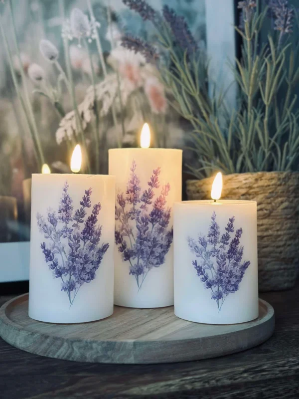 LED FLORA Lavendel – Set mit 3 Stück und Fernbedienung