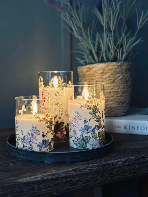 LED FLORA Cylinder – Set mit 3 Stück und Fernbedienung