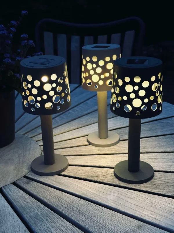 Tischlampe mit Solarzellen - Dunkelbeige