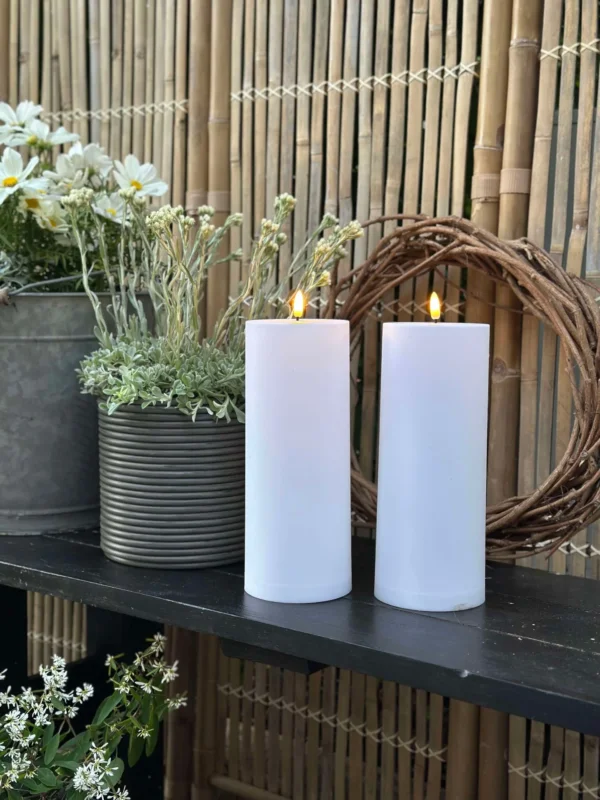 Außen-XL LED-Blockkerzen H 25 cm - Set mit 2 Stk. inkl. Fernbedienung