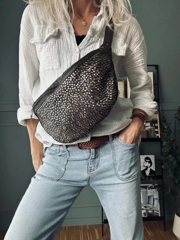 Bumbag Deluxe mit Nieten - Braun