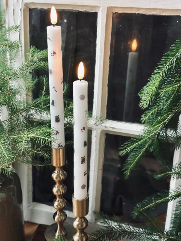 LED-Stumpenkerzen 2 Stk. - Weihnachtsmotiv