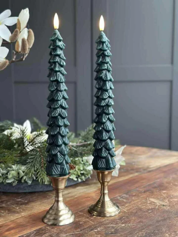 LED-Stumpenkerzen 2 Stk. - Tannenbaum