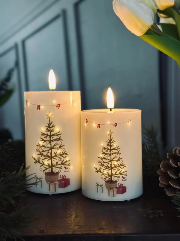 LED Blockkerzen TWINKLE CHRISTMAS - Set mit 2 Stk.