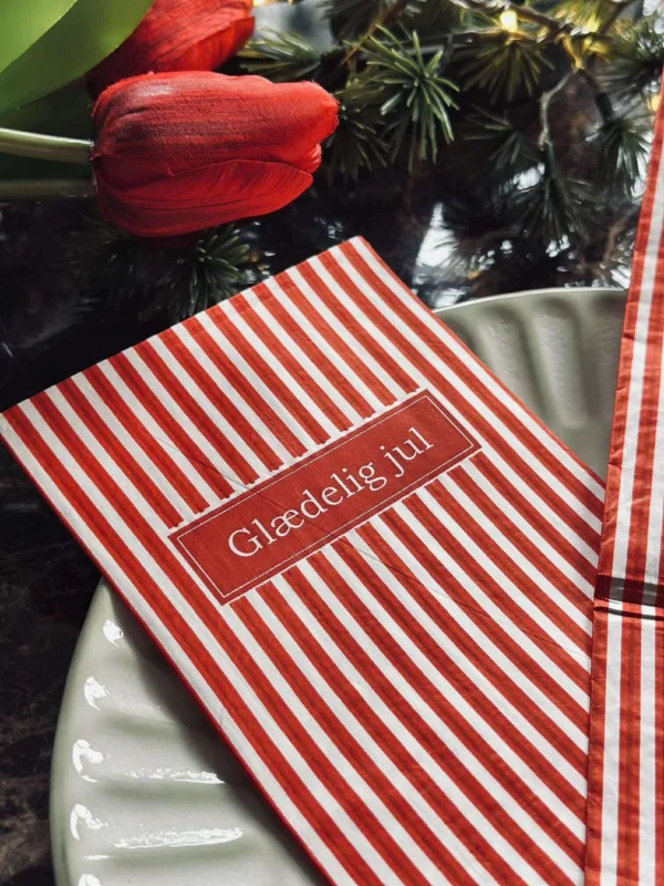 Servietten Weihnachten - 20 Stk. Rot gestreift