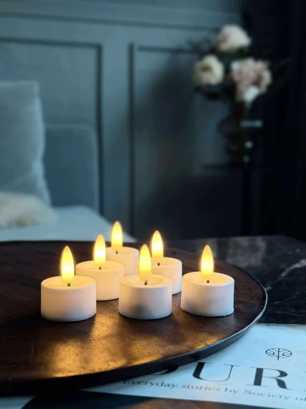 LED-Teelichter 6 Stk + Fernbedienung mit Timer