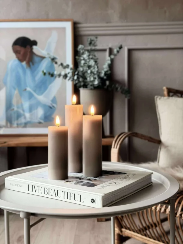 LED-Blockkerzen / Sand – 3 Stk. – Inkl. Fernbedienung // Geschenkbox