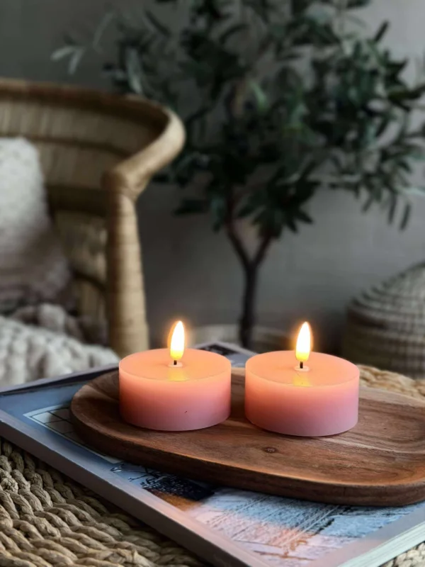 LED JUMBO Teelichter 2 Stk. - Rosa Wachs