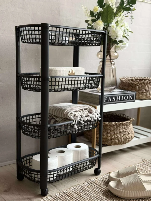 Rollwagen mit 4 Körben - Schwarz