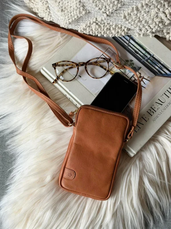 Handytasche Misse - Cognac / Gold