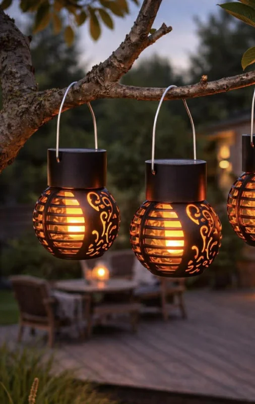 Laterne mit Solarzellen - Saga black