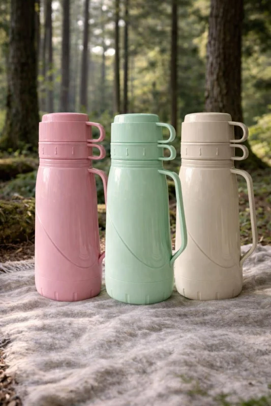 Thermoskanne RETRO mit Becher - Verschiedene Farben