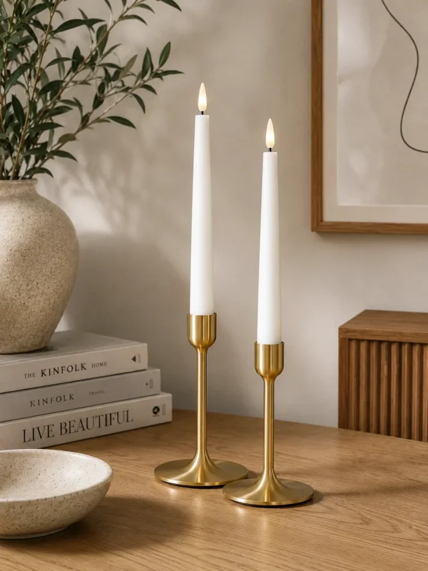 LED-Stabkerzen konisch - Weiß 24,5 cm