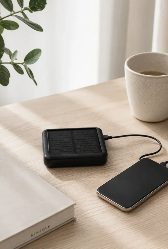 Mini Solar Powerbank mit Kabeln, 10.000 mAh