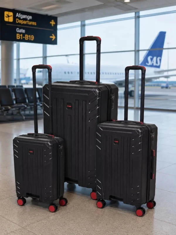 Kofferset mit roten Rollen - Set mit 3 Stück