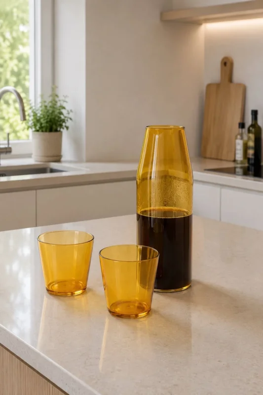 Nine Milk Glas + Karaffe - Gelb