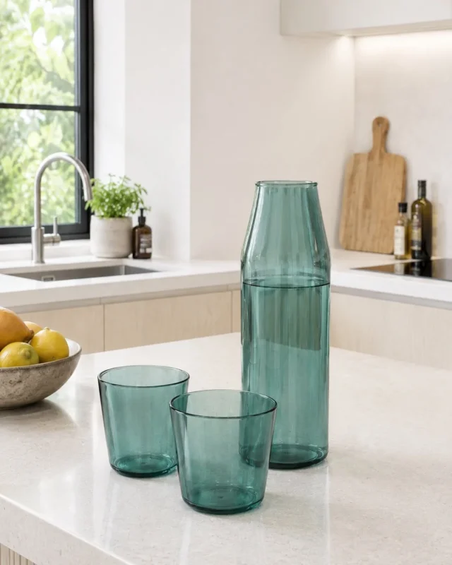 Nine Milk Glas + Karaffe - AQUA