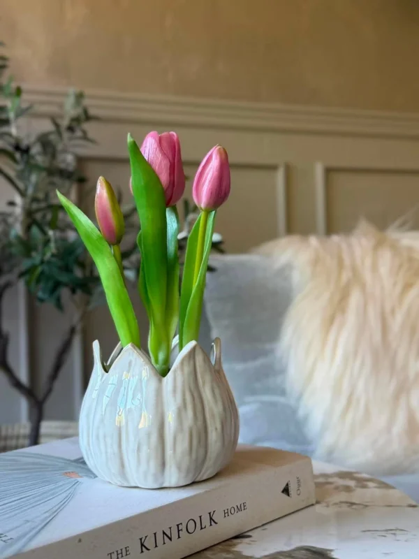Tulpe im Topf - Rosa mit 3 Blüten