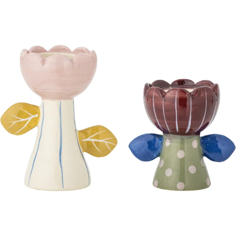 Bloomingville Florita Kerzen-/Teelichthalter 2er Set aus Steingut