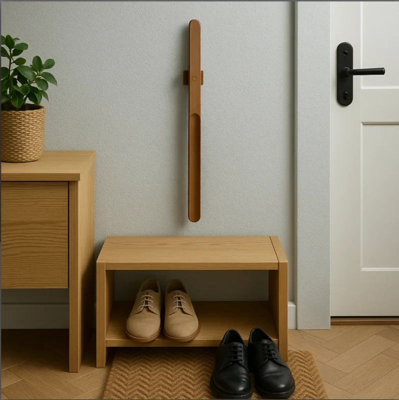 Schuhlöffel aus Holz mit Magnet