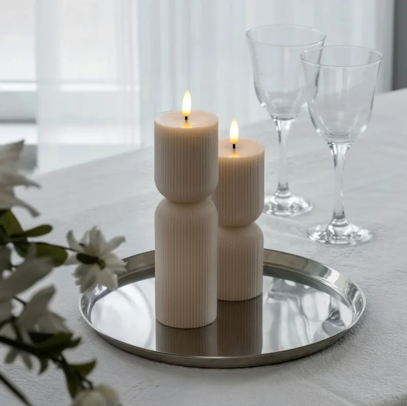LED-Blockkerzen / Rillen – 2 Stk