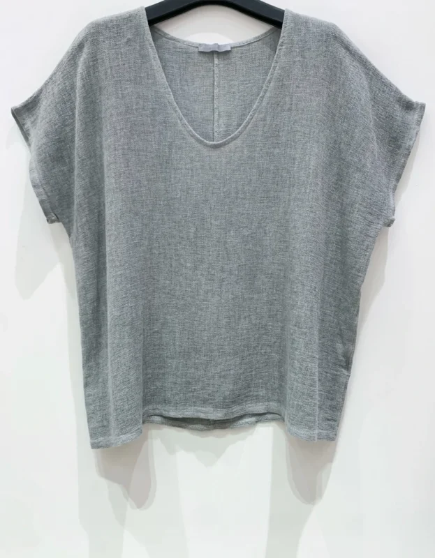 T-Shirt Cozy Leinenmix - Stone Grau