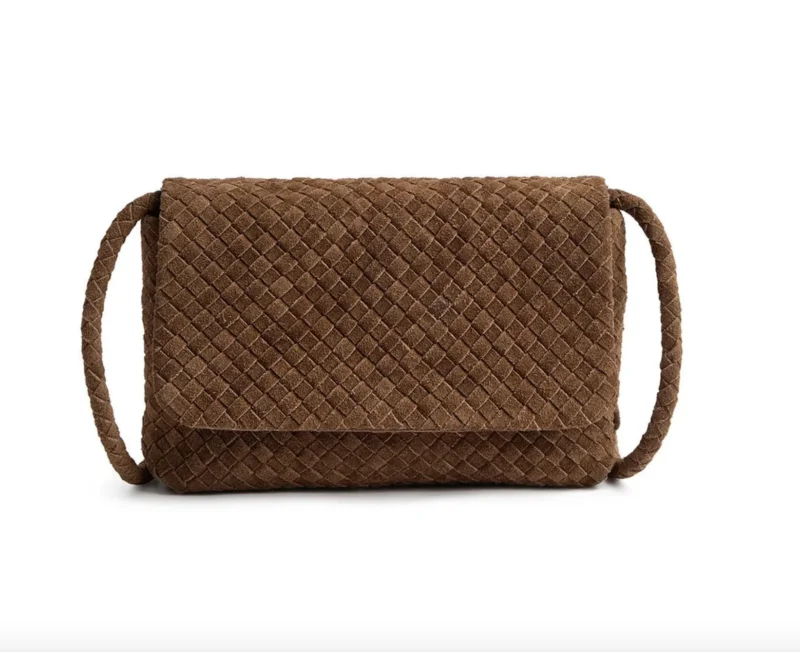 Handgeflochtene Wildleder-Crossover-Tasche / - Mud
