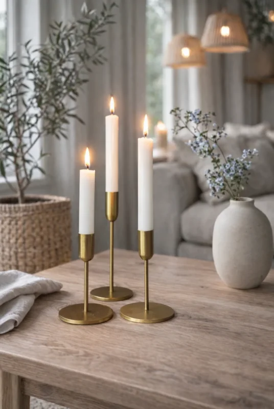 Kerzenhalter-Set für Stabkerzen – Golden Mindy