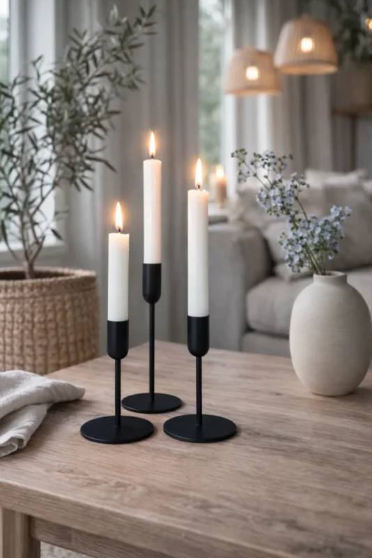 Kerzenhalter-Set 3 Stk. für Stabkerzen – Black Mindy