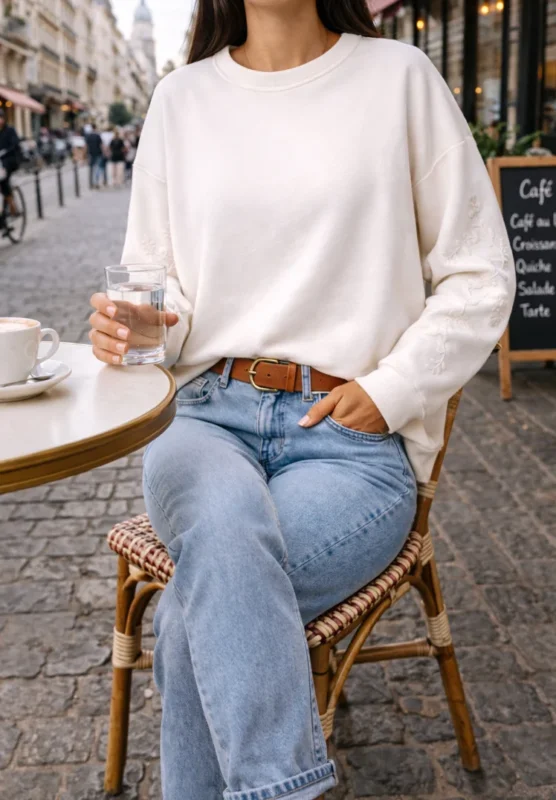 Sweatshirt mit Stickerei - White oversize