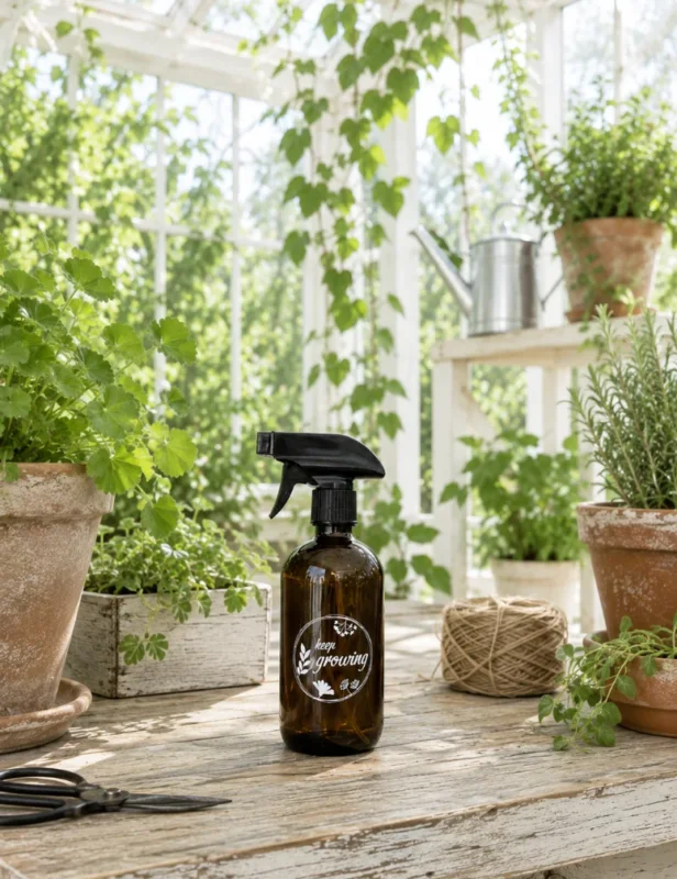 Blumenzerstäuber aus braunem Glas 500 ml