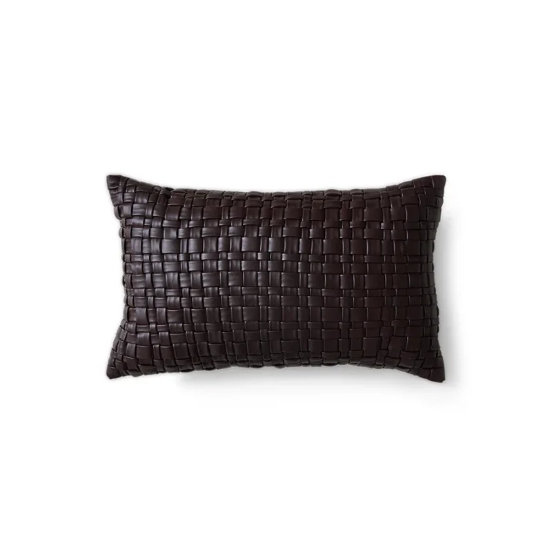 HKliving Faux Leather Kissen – Kunstleder, Chocolate Brown, 50x30 cm