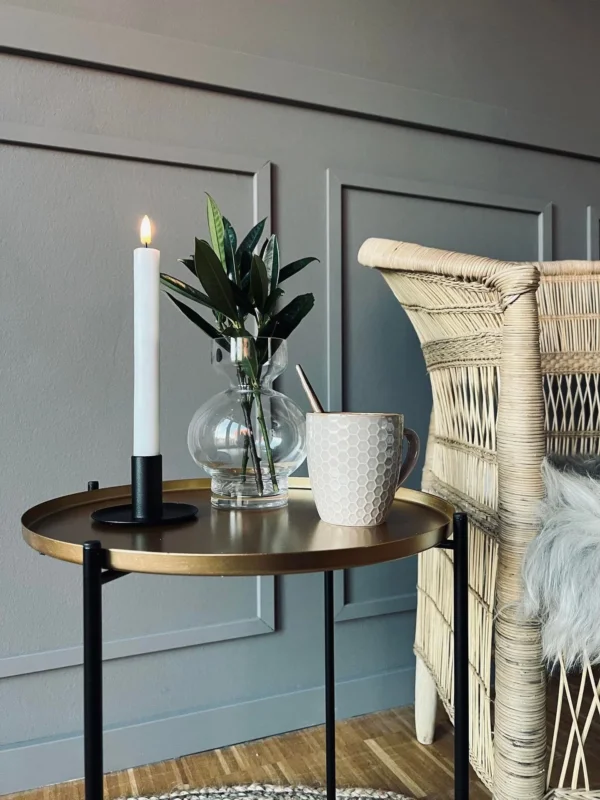 Bord i sort og guld metal - Ø 35cm - VIAMAJA.DK