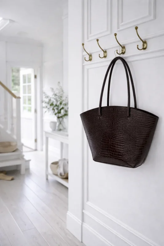 Croco-Shopper aus Leder - Braun