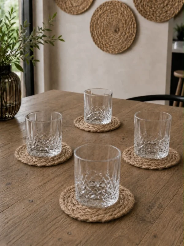 Glasuntersetzer aus Jute - Set mit 4 Stück